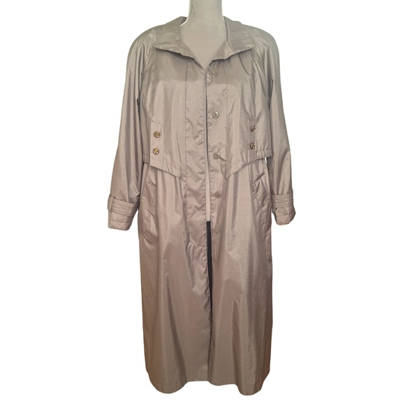 Fleet Street Petite Khaki Trench Coat Women’s 10P Water Resistant Overcoat Retro - Picture 2 of 10